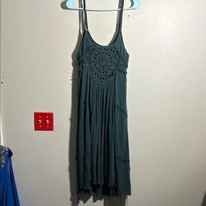 Rare vintage free people distressed slip midi Dress with crochet detail M FIRM